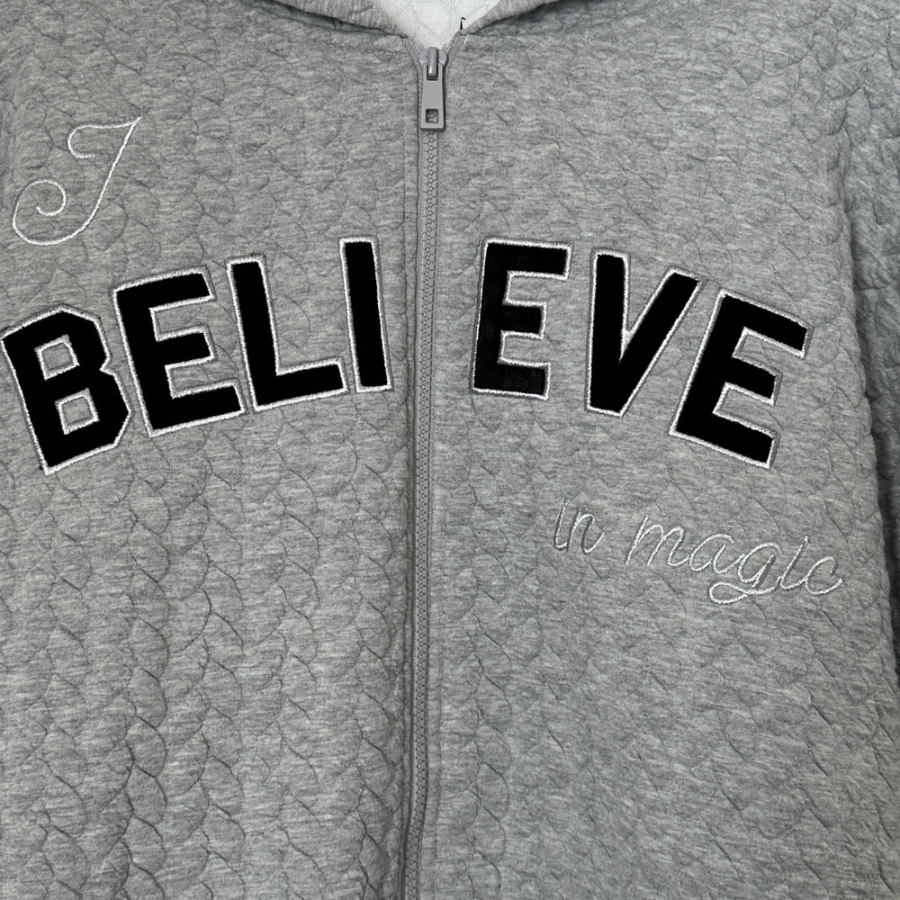 Disney Parks I Believe in Magic Zip Up Hoodie Sweatshirt Gray Mickey Large Vacay - Picture 2 of 5